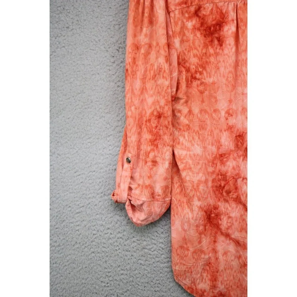 New Directions 3/4 Roll-tabbed Sleeves Silky Button-Up Top-Medium-New w/Tags - Picture 11 of 12